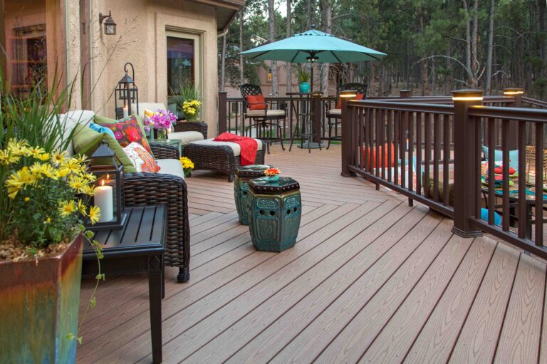 Decking Materials wood composite metal and concrete patio Why Trex composite decking is the best backyard upgrade