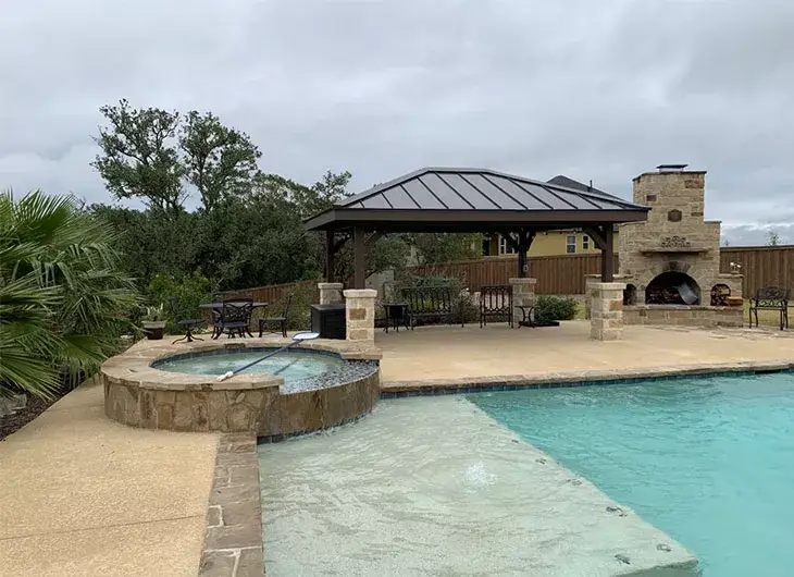 pavillion by the pool concrete patio